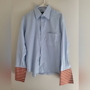 Light blue shirt checked button-up